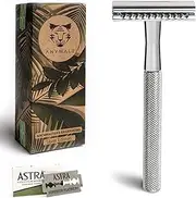 ANYMALE® Safety Razor - Includes 5 Astra Blades - Sustainable Razor Made of Metal Silver
