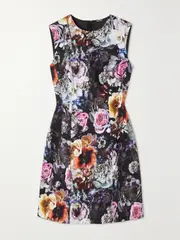 [Adam Lippes] Adam Lippes - Floral-print Stretch Cotton-twill Mini Dress - Black - US6 US 6 Black