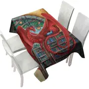 Cool Fantasy Art Librarian Red Dragon Tablecloth