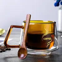 在飛比找樂天市場購物網優惠-KAYEN時尚琥珀雙層耐熱玻璃咖啡杯組350ml