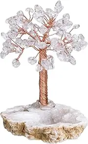 mookaitedecor Rock Quartz Healing Crystal Tree of Life Tumbled Stones & Natural Geode Cluster Crystals Base Bonsai Money Tree for Wealth and Luck 3.5"-4.5"
