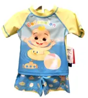 CoComelon 2 Piece Wearable Sunscreen Swimsuit Set Yellow Blue UPF 50+ 12M NWT