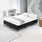 Palermo King Single Ensemble Bed Base Frame Premium Midnight Black Linen Fabric