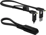 Rolling Square, inCharge XL 30cm Keychain with USB-C Cable, Universal Smartphone Cable, Men, 6-in-1 Universal Charger for Smartphones, Black, Lightning Cable 100W