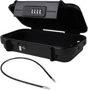Travel Safe Lock Box, Four Digit Password Portable Security Case, 9.84x6.3x2.56 inches Sturdy Water Resistant Detachable Chain Anti Theft Cabinet for Small Items