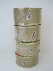 Gold Mesh Ribbon 25 Feet Christmas 2" Wide Lot 4