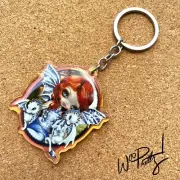Big Eye Blue Willow Dragonling KeyFob Keychain - Jasmine Becket Griffith Art