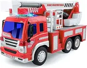 Fire Truck Toys, Large Fire Truck with Lights, Sound and Movable Crane, Friction - Powered Large Toy Firetruck, Kids Big Trucks, Fire Engine Toys - Birthday for Kids Ages 3-8