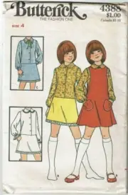 Butterick Sewing Pattern 4388 Jumper Blouse Girls Size 4 VTG UNCUT