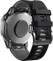 ANCOOL for Fenix 6/7/5/8 47mm Watch Band, 22mm Silicone Soft Band Replacement for Fenix 6 Pro/5 Plus/7 Pro Smartwatch(Black-Grey)