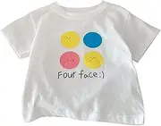 [Generic] Baby Kids Boys Girls Summer Outfits Face and Letters Print Solid Color Short Sleeves Diary of A Wimpy Shirt