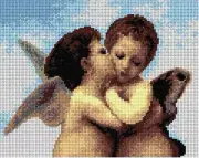 "Kissing Angels" Printed Canvas for Tapestry Gobelin Embroidery Orchidea 2209