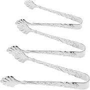 FONDOTIN 3pcs Mini Serving Tongs Stainless Steel Sugar Cube Clips Elegant Embossed Handle for Ice Appetizers and Desserts for Tea Parties and Entertaining