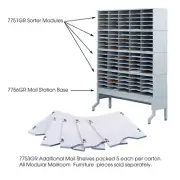 E-Z Sort Additional Mail Trays, Mailroom Gray