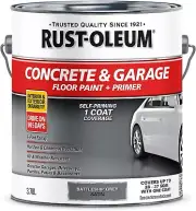 Rust-Oleum Concrete & Garage Floor Paint – One-Coat Satin Finish, Battle Grey