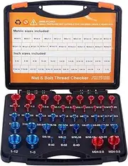 44PCS Nut and Bolt Thread Checker, Bolt Size and Thread Gauge Carbon Steel Bolt Nut Identifier Gauge with Storage Box, Nut and Bolt Size Gauge for Maintenance Repair