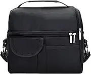 Black Insulated Lunch Bag Black Lunch Box Tote Bag with Adjustable Strap Reusable Lunch Box for Women Men Kids Leakproof Lunch Bags Portable Thermal Cooler Bag for Work School Picnic Outdoor