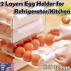 2 Layer Egg Holder Storage Container for Refrigerator Egg Tray Fridge Organizer