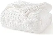 PHF 100% Cotton Waffle Weave Blanket King Size, Lightweight Washed Cotton Blanket for Spring & Summer - 108"x90" Soft Woven and Breathable Blanket for Bed Sofa Home Decor - White