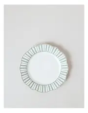 [Heritage] Davis Cake Plate Set of 4 in Green Stripe