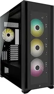 Corsair iCUE 7000X RGB Full-Tower ATX PC Case (Three Tempered Glass Panels, Four Included 140mm Fans, Easy Cable Management, Smart RGB and Fan Speed Control, Spacious Interior) Black