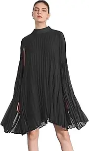 [Allegra K] Chiffon Dresses for Women's Loose Flowy Cloak Sleeve Cape Pleated Dress