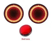 Pair 4" Round LED "MIRAGE" Stop, Turn & Tail Lights - Red LED/Red Lens - S/T/T