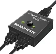 Switcher, 2-in 1-Out Bi-Directional AB Switch Selector Box Supports 4K HD 1080P for PS5 Black M