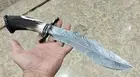 15.00" Custom Hand Made Beautiful Feather Damascus steel Bowie Knife (2459)
