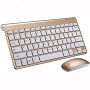 Wireless Keyboard and Mouse Combo Set (Gold)