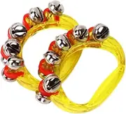 STARTIST 2X Handheld Tambourines Noise Makers Birthday Party Favors for Kids Hand Bell Musical Tambourine Hand Bells for KTV Concert , Yellow