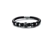 Retro Jewelry Hand Jewelry Leather Handsome Personality Bracelet - Black