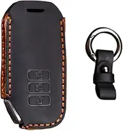 KUNIO Car Key Fob Cover fit for Kia EV6 GT fit for Kia Sportage GT-Line Leather Key Cover Keychain Keyless Car Key Case 7 Buttons Black