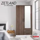 Priceworth 2 Door 2 Drawer Wardrobe with Mirror Walnut Door and White Body