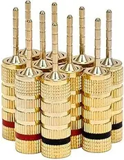 Monoprice 109438 Gold Plated Speaker Pin Plugs - 5 Pairs - Pin Screw Type, for Speaker Wire, Home Theater, Wall Plates and More