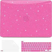 Anban Compatible with MacBook Pro 13 inch Case M2 M1 2025-2016 A2338 A2251 A2289 A2159 A1989 A1706 A1708, Plastic Hard Shell Case for MacBook Pro 13.3 inch+Keyboard Cover+Screen Skin, Shiny Hot Pink