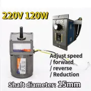 120W 220V AC Gear Reversible Variable 5-470 RPM Speed Controller Electric Motor