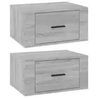 2x Wall Mount Floating Bedside Tables Drawers Storage Side Cabinets Nightstand