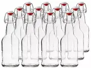 Easy Cap 16 oz Beer Bottles - Sturdy Steel Wire & Thick Rubber Gasket 12 pcs
