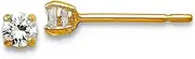[JewelryWeb] 14k Solid Yellow Gold Round CZ Simulated Diamond Basket Set Stud Earrings-Stud Earring for Women in