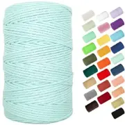 Macrame Cord, 3mm Cotton Rope 220 Yards(200m) Twine String, 100% Light Blue