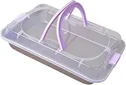 Leefasy Carbon Steel Cake Pan and Lid Cake Carrier Portable Practical Multi-use Bake Pan Cookie Sheet for Baking Restaurant Home Use