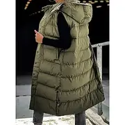 Women's Vest Warm Breathable Buttons Pocket Fashion Casual Street Style Plain Outdoor Vacation Street Daily Wear Single Breasted Long Hoodie Regular Fit Sleeve