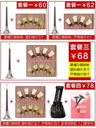 嗩吶樂器全套初學者專業成人民間演奏老式黑檀木D調專業鎖吶