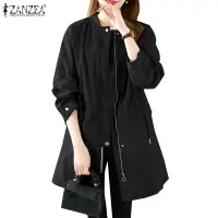 在飛比找蝦皮商城優惠-Zanzea 女式韓版長袖鈕扣袖口前拉鍊圓領大衣