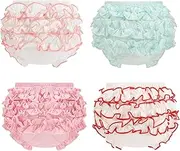 [Orinery] Infant Bloomers Underwear Ruffle Diaper Cover for Baby Girls Toddler Kids Cotton Shorts Panties 4-Pack