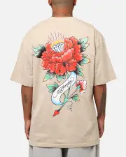 [ED HARDY] Ed Hardy Flourish Script T-shirt Stone - Size 3XL 3XL Stone