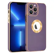 For iPhone 13 Pro Max 6.7 inch Electroplating Phone Cover PU Leather TPU Frame PC Back Phone Case