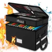 RHM Fireproof Document Box with Lock, 2 Layer Fire Proof File Box for Documen...