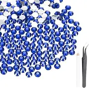 uxcell 2500 Pcs Flatback Crystal Rhinestones, Resin Crystal Gems with Tweezer Dotting Pen Non Hotfix for Bedazzling Tumblers Mugs Bottles Nail DIY Crafts(SS12 3mm, Dark Blue)